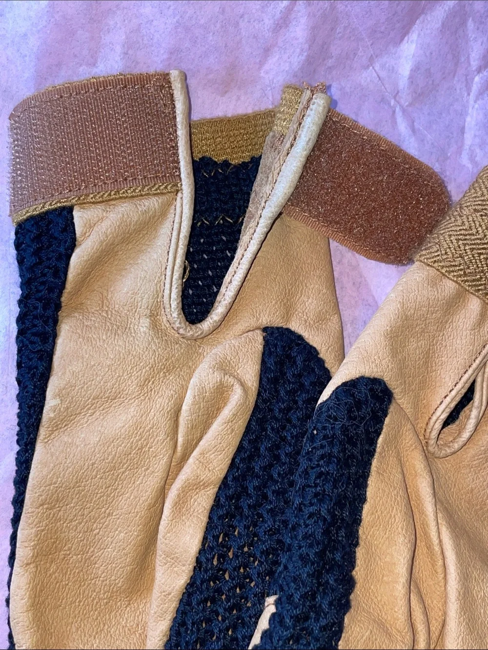 KENSINGTON Equestrian Riding Gloves Leather Crochet S